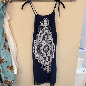 🎉🎉Navy Blue Dress with White Embroidery